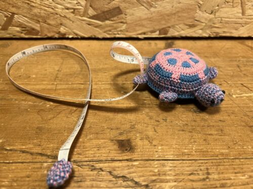 Turtle Tape Measure Crocheted Spring Crochet knitting sewing Pink Blue