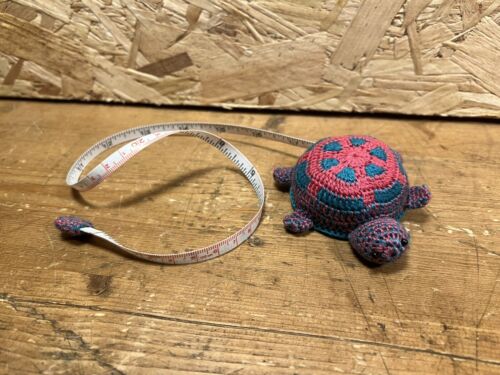Turtle Tape Measure Crocheted Spring Crochet knitting sewing Pink Turquoise